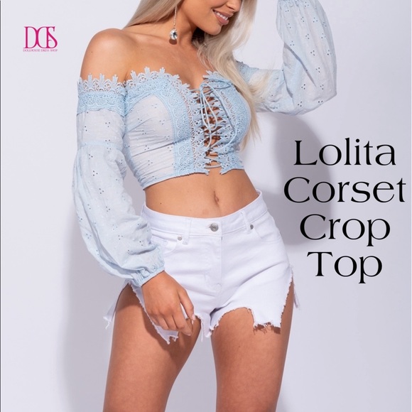 Just In! Lolita - Broderie Corset Crop Top - Picture 2 of 7